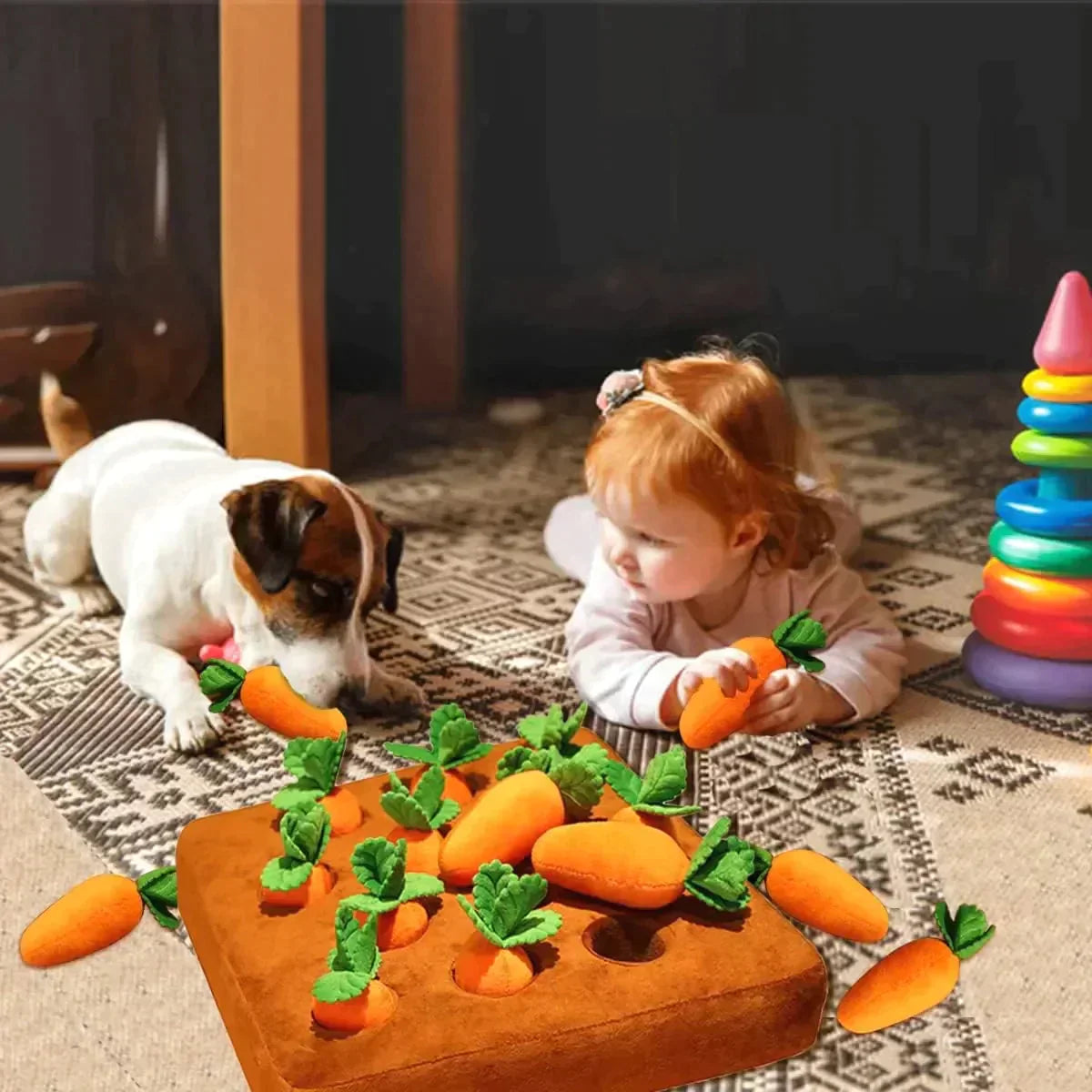 Carrot Farm Interactive Plush Dog Toy Petritzy 